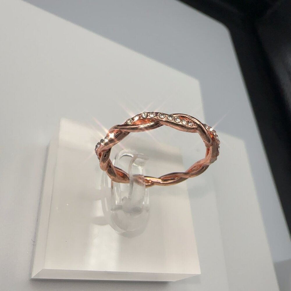 14K Gold Plated Rose Gold Tone Twisted Ring Womens 9.5 Fashion Jewelry - Picture 3 of 6